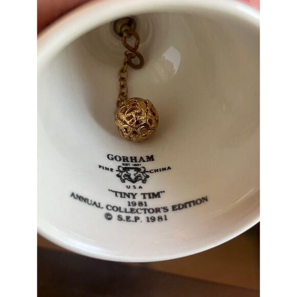 Vintage 1981 Gorham Fine China Norman Rockwell Bell A Christmas Carol Tiny Tim - Picture 4 of 5